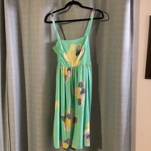 Anthropologie Corey Lynn Calter green floral midi summer dress petite small